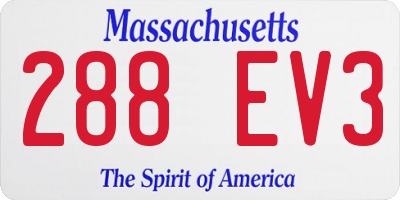 MA license plate 288EV3