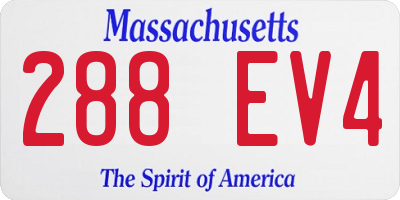 MA license plate 288EV4