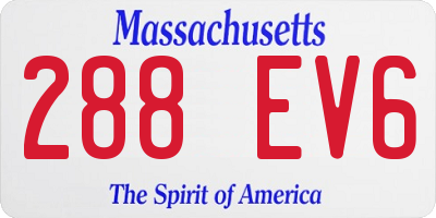 MA license plate 288EV6