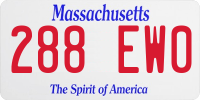 MA license plate 288EW0