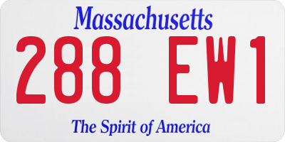 MA license plate 288EW1
