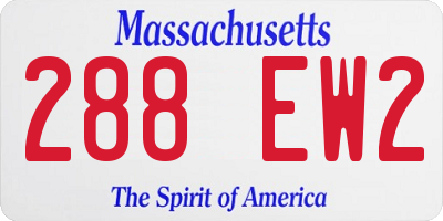 MA license plate 288EW2