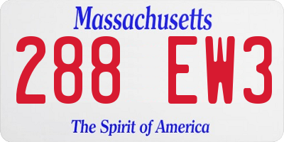 MA license plate 288EW3