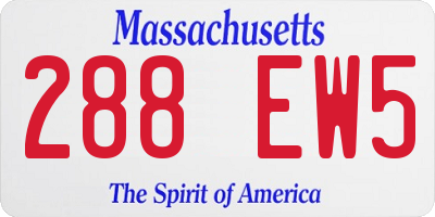 MA license plate 288EW5