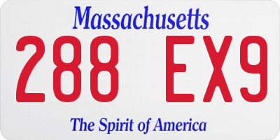 MA license plate 288EX9