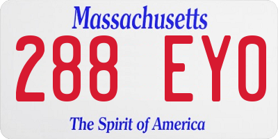 MA license plate 288EY0