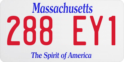 MA license plate 288EY1