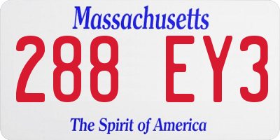 MA license plate 288EY3