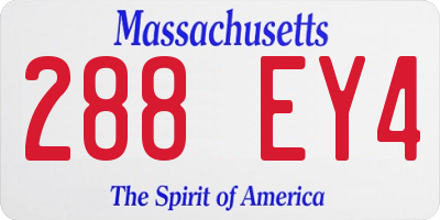 MA license plate 288EY4