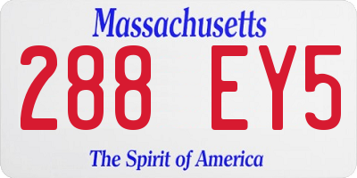 MA license plate 288EY5