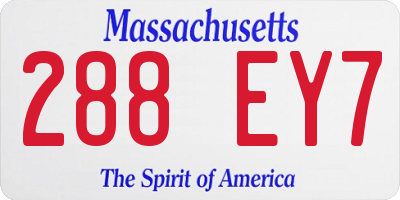 MA license plate 288EY7