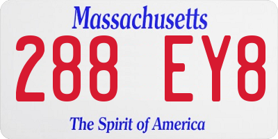 MA license plate 288EY8