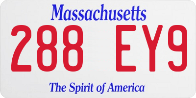 MA license plate 288EY9