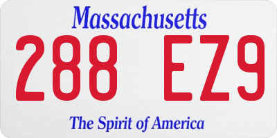 MA license plate 288EZ9