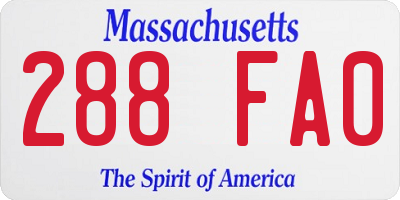 MA license plate 288FA0