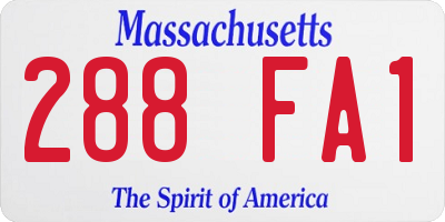 MA license plate 288FA1