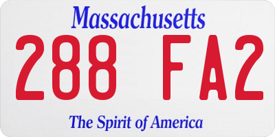 MA license plate 288FA2