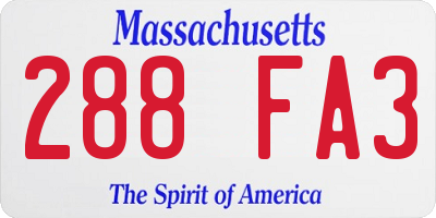 MA license plate 288FA3