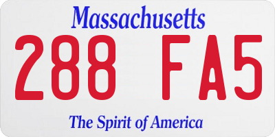 MA license plate 288FA5