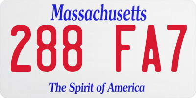 MA license plate 288FA7