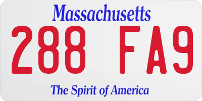 MA license plate 288FA9