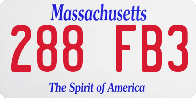 MA license plate 288FB3