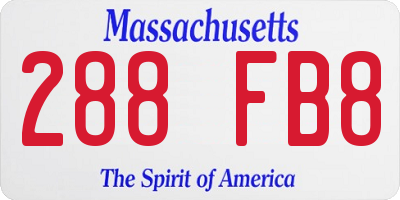 MA license plate 288FB8