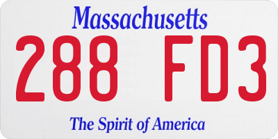MA license plate 288FD3