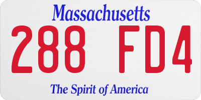 MA license plate 288FD4