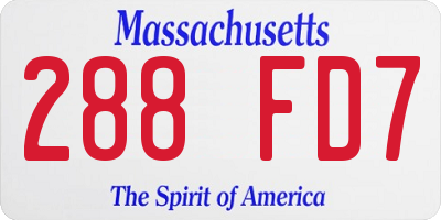 MA license plate 288FD7
