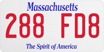 MA license plate 288FD8