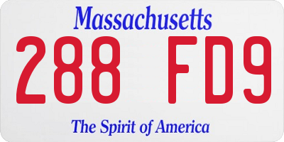 MA license plate 288FD9