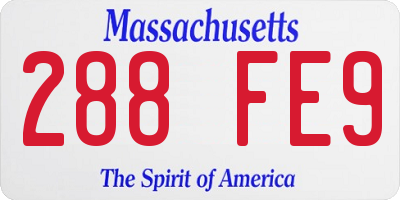 MA license plate 288FE9