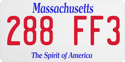 MA license plate 288FF3