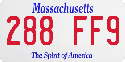MA license plate 288FF9