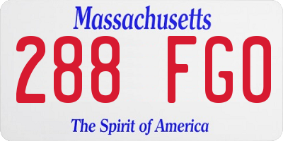 MA license plate 288FG0