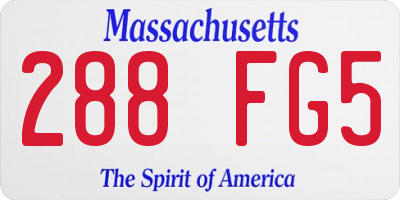 MA license plate 288FG5