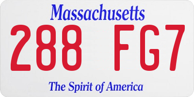 MA license plate 288FG7