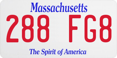 MA license plate 288FG8