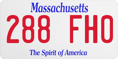 MA license plate 288FH0