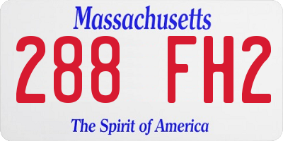 MA license plate 288FH2