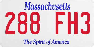 MA license plate 288FH3
