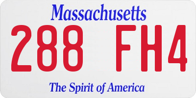 MA license plate 288FH4