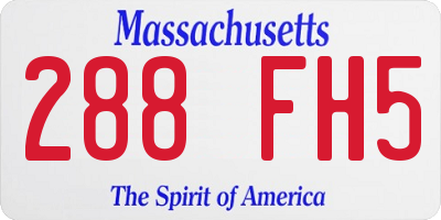 MA license plate 288FH5