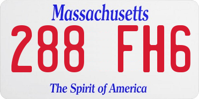 MA license plate 288FH6