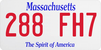 MA license plate 288FH7