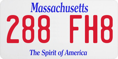 MA license plate 288FH8