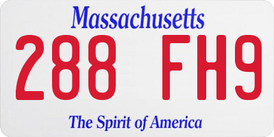 MA license plate 288FH9