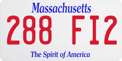 MA license plate 288FI2