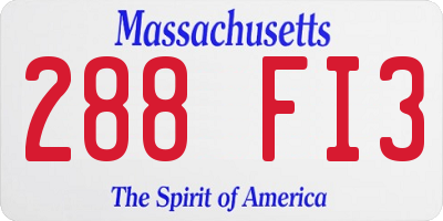 MA license plate 288FI3